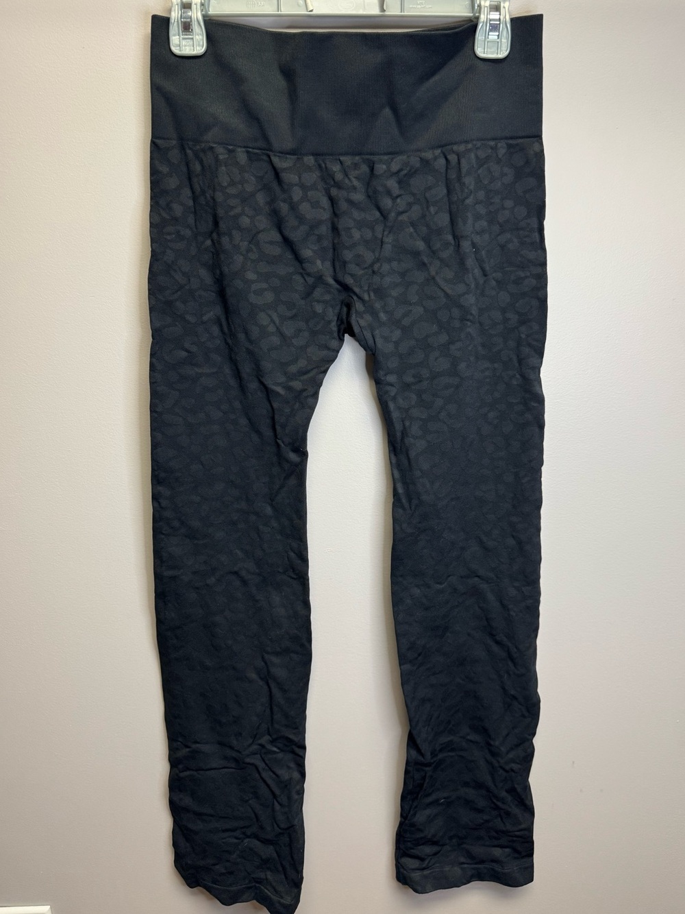 Primark Black Leopard Textured Flare Leggings